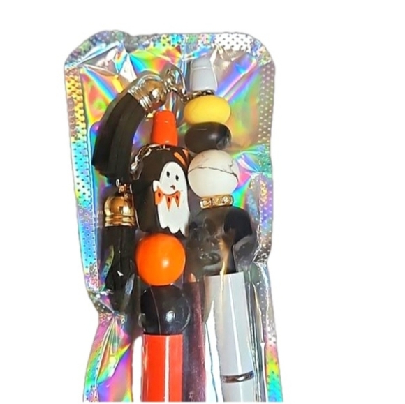 Hand Crafted Set of 3 beaded Pens Fall, Halloween, Floral design  Handmade Gifts - Picture 16 of 17